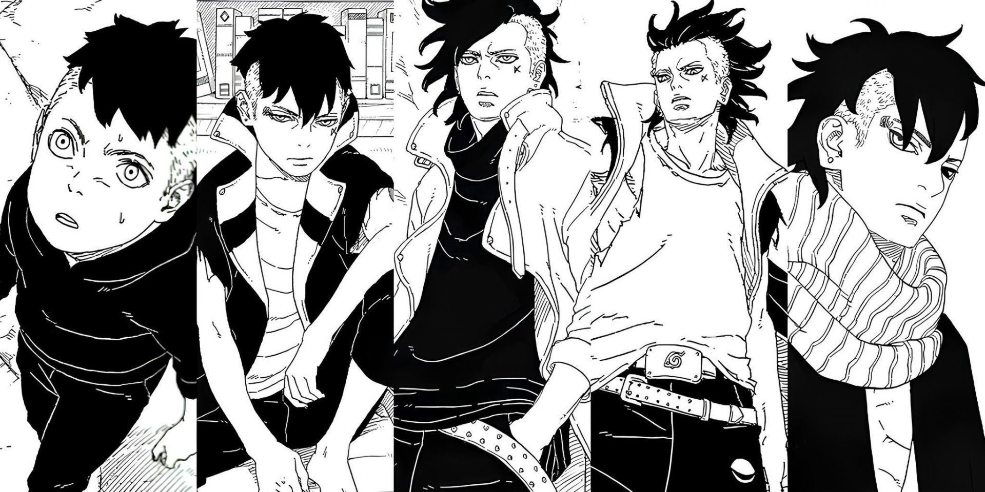 Kawaki as seen in various stages of the manga series (Image via Shueisha)