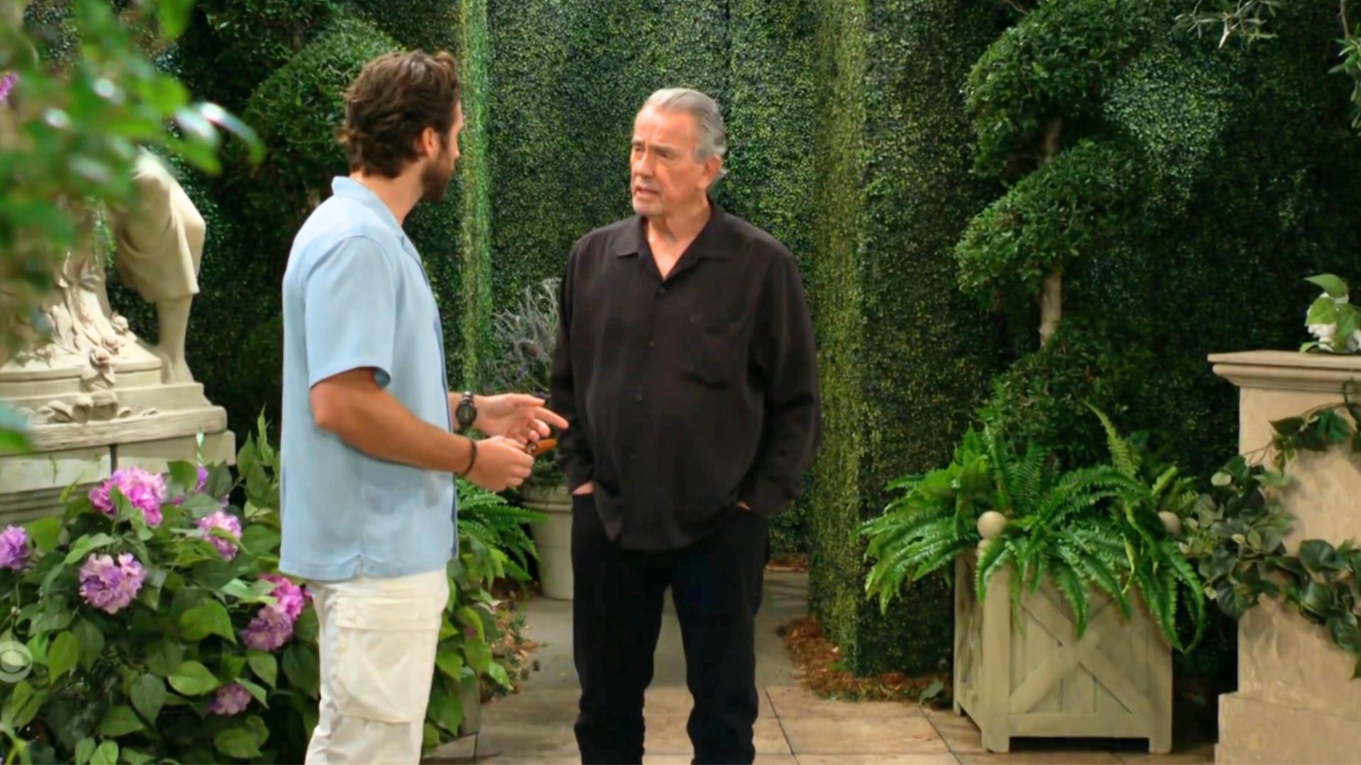 Victor (Eric Braeden) is going to take matters into his own hands after talking to Chance (Conner Floyd) | Image: CBS
