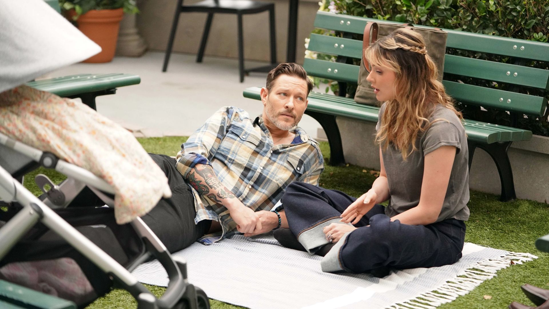 Danny and Tessa with Arya at the park on The Young and the Restless | Image: JPI