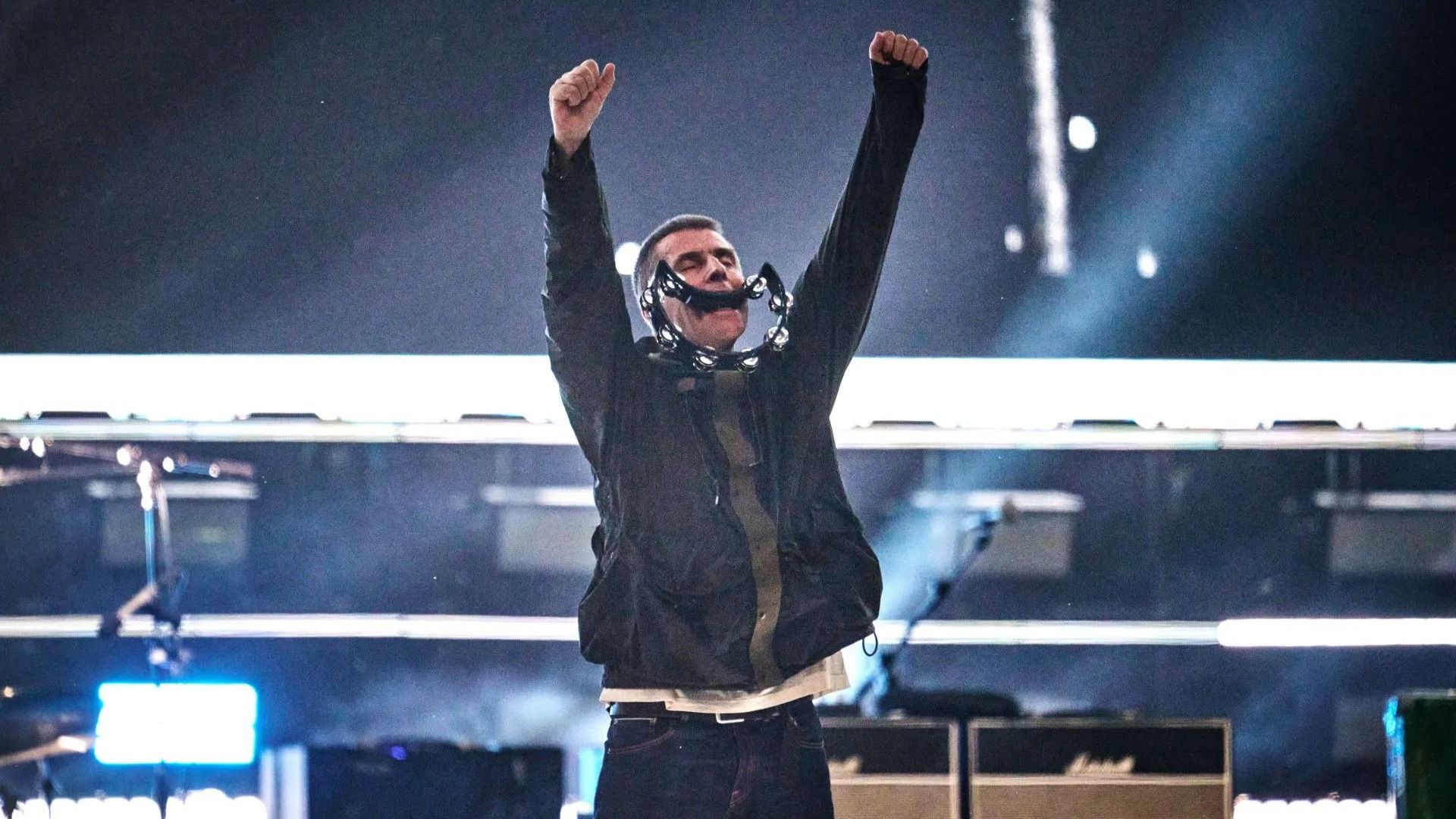 Liam Gallagher of Oasis performs on stage during the opening night of their Live 