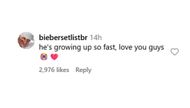 Comment by a user on Bieber's Post (Instagram/@lilbieber)