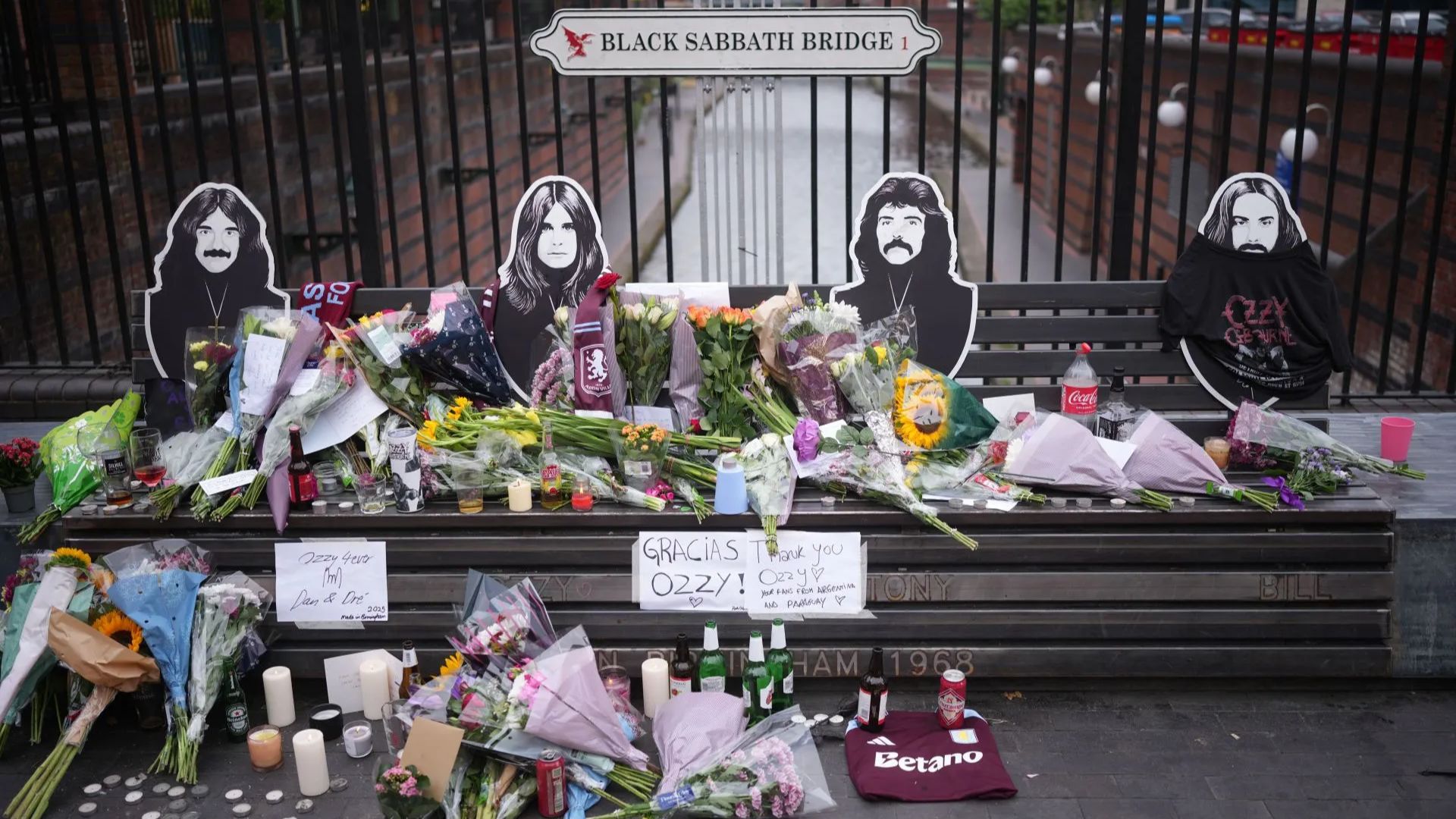 The Black Sabbath bench on Black Sabbath Street (Getty via Soap Central CMS - Resized on Canva)