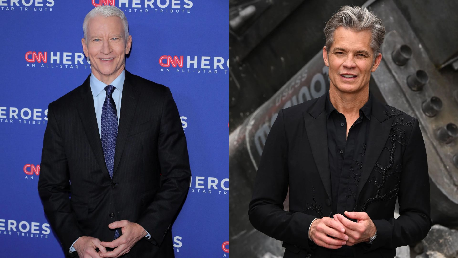 Anderson Cooper and Timothy Olyphant (Images via Getty)