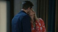 Ava kisses Cody after he made up a reason to bail on his date with her on General Hospital | Image: ABC