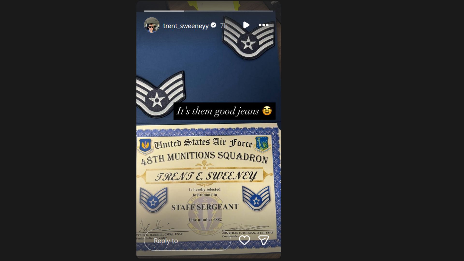 Trent Sweeney&#039;s post (Image via Instagram/trent_sweeneyy)
