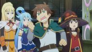 Darkness, Aqua, Kazuma Satou, and Megumin (Image Credits: Drive)