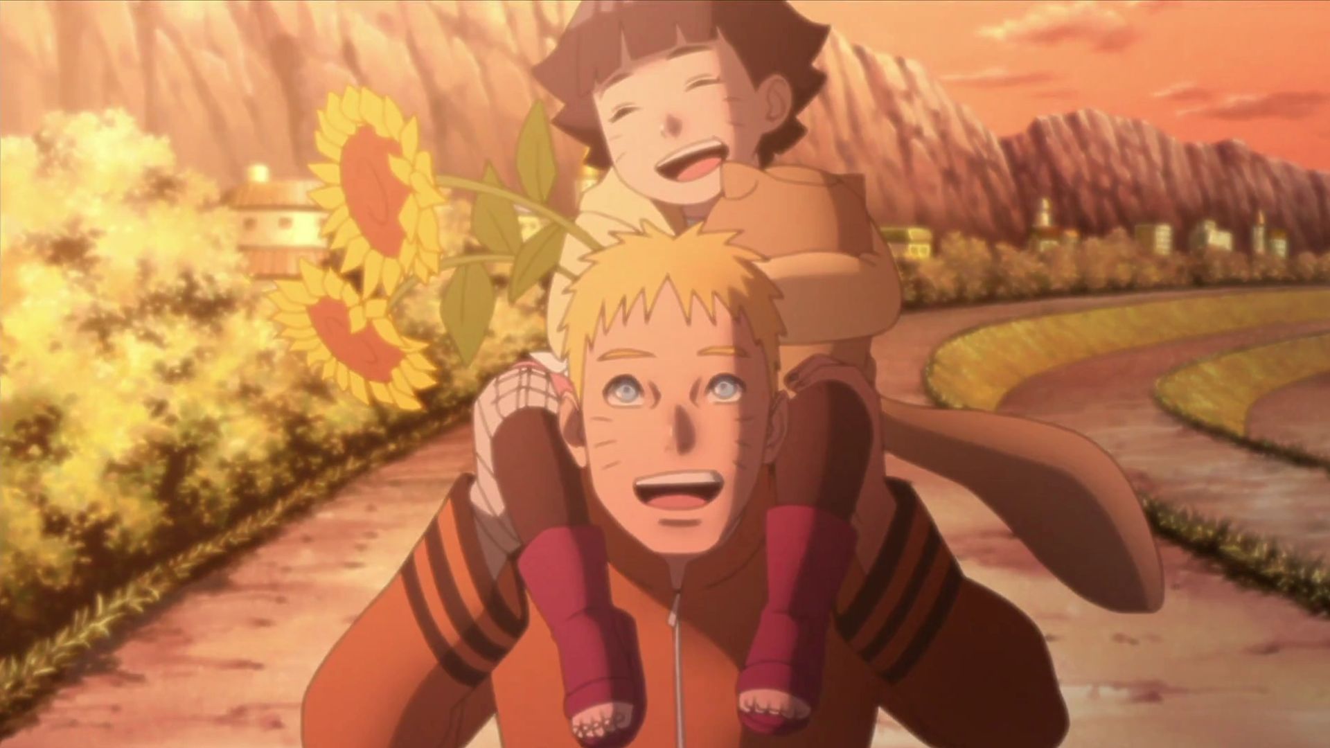 Himawari and Naruto as seen in anime