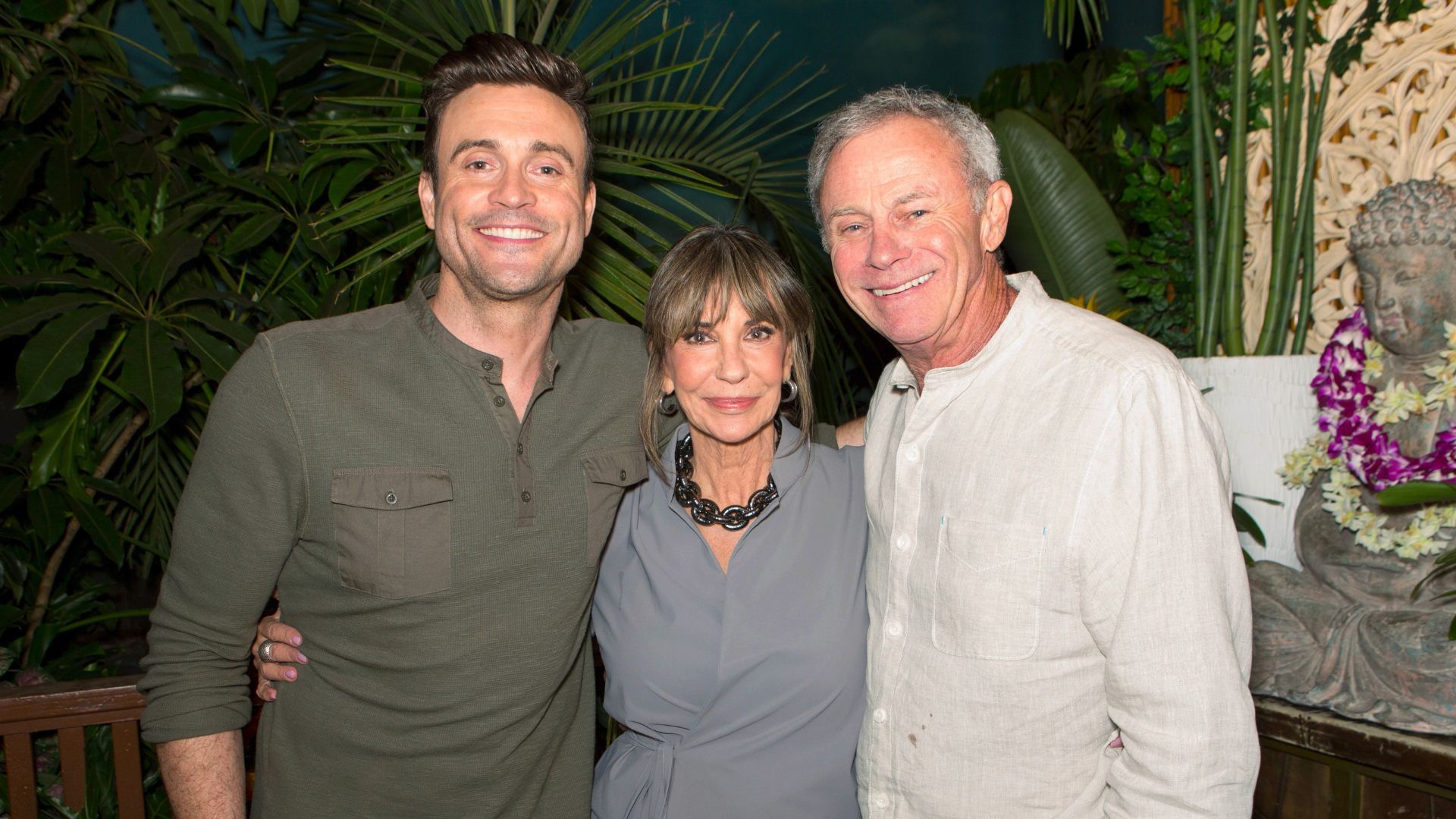 Daniel Goddard (ex-Cane) with pals Jess Walton (Jill) and Tristan Rogers (ex-Colin) on The Young and the Restless | Image: JPI