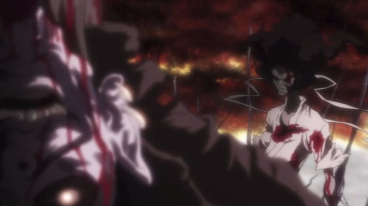 Afro Samurai cuts off Justice&#039;s head (Image Source: Studio Gonzo)