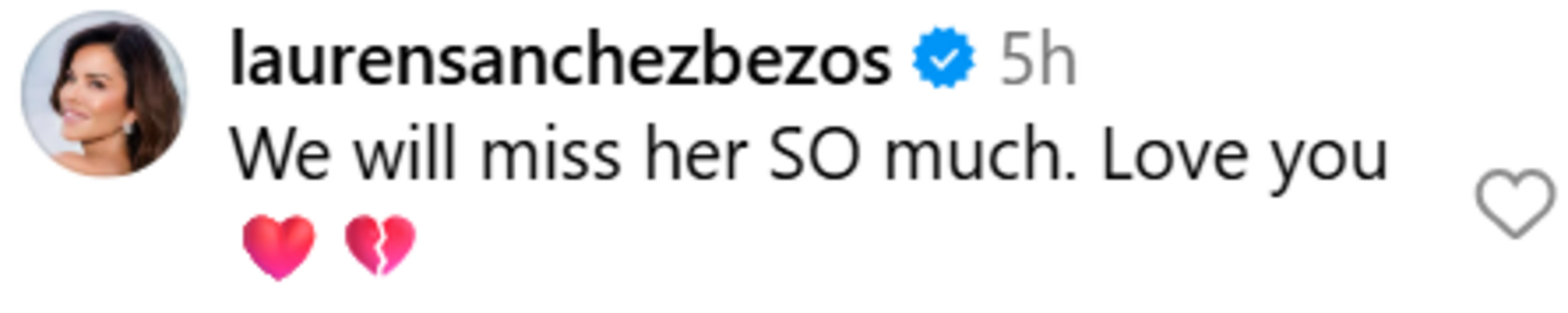 Lauren Sanchez&#039;s comment on Jeff Bezos&#039;s tribute post. (Image via Instagram/@jeffbezos)