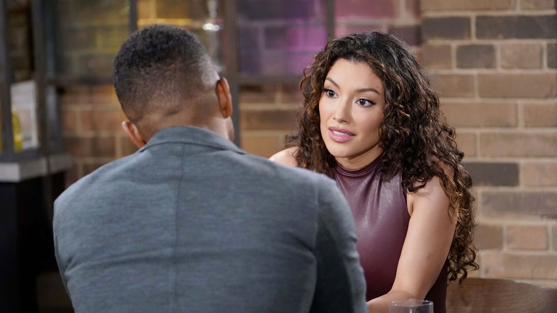 Audra (Zuleyka Silver) will do her best to keep Nate (Sean Dominic) from seeing her in a bad light on The Young and the Restless | Image: JPI