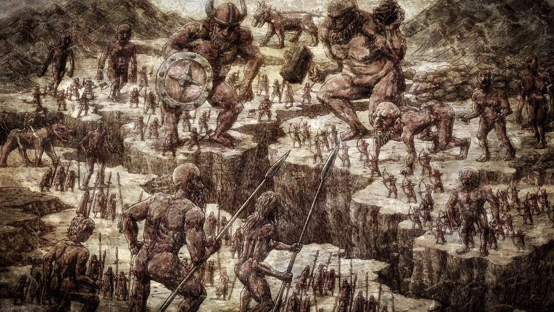 The Great Titan War as seen in AoT (Image credit: MAPPA Studio)