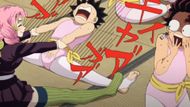 Tanjiro gets scared of Mitsuri's flexibility training (Image Source: Studio Ufotable)