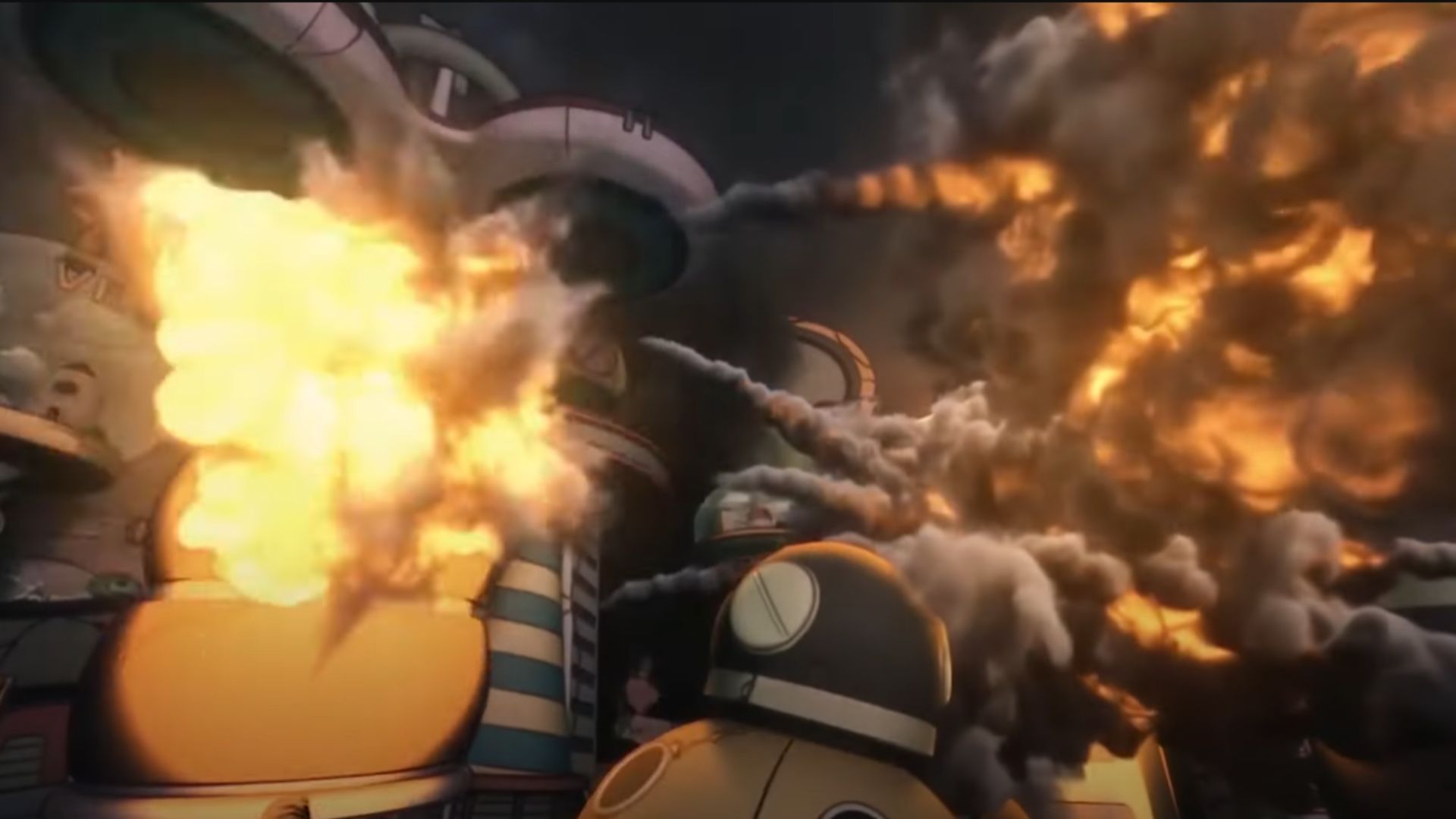 CGI of explosion on Egghead Island buildings (Image Source: Toei Animation)