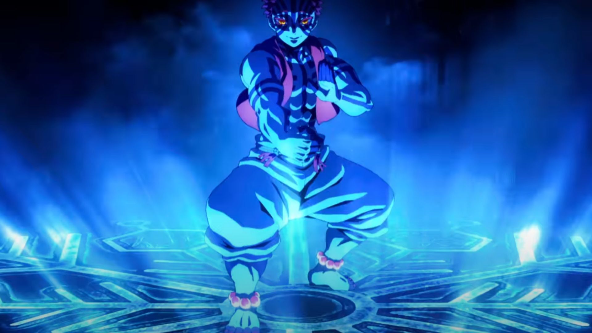 Akaza&#039;s Blood Demon Art, Destructive Death in Infinity Castle (Image Source: Studio Ufotable)
