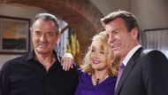 Victor (Eric Braeden) and Jack (Peter Bergman) spar over Nikki (Melody Thomas Scott) on The Young and the Restless | Image: JPI