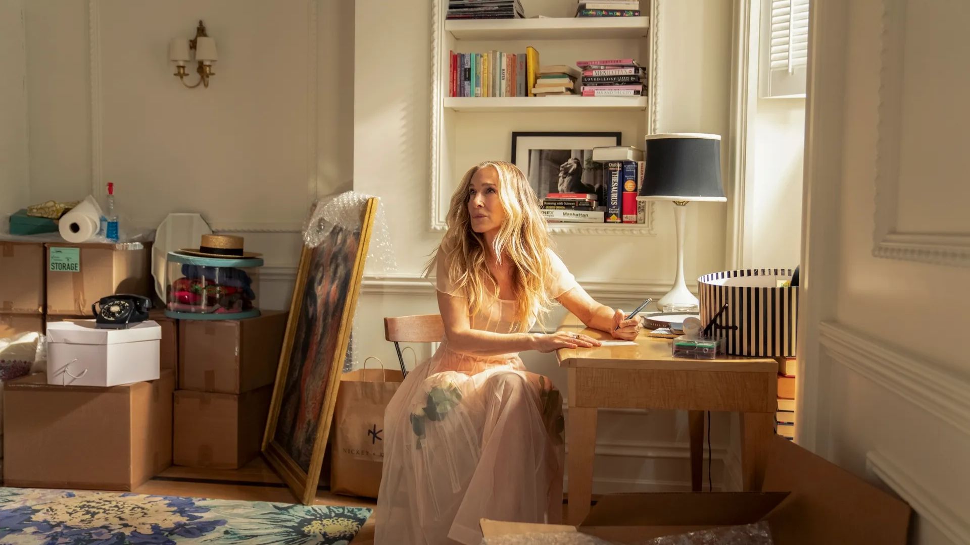 Carrie struggles emotionally with blank postcards in And Just Like That | Image via Hotstar
