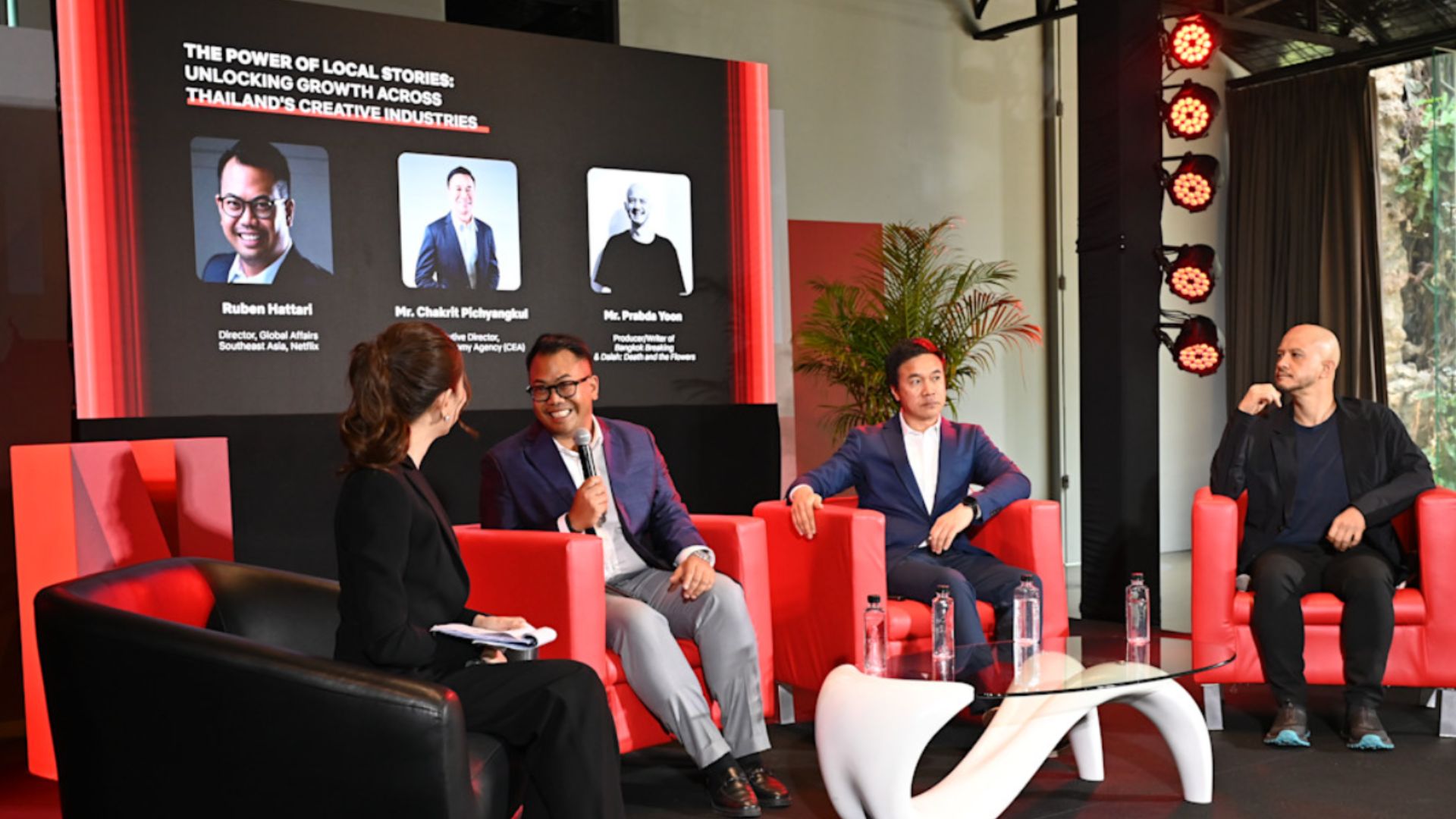 Discussions at the report unveiling (Image via Netflix)