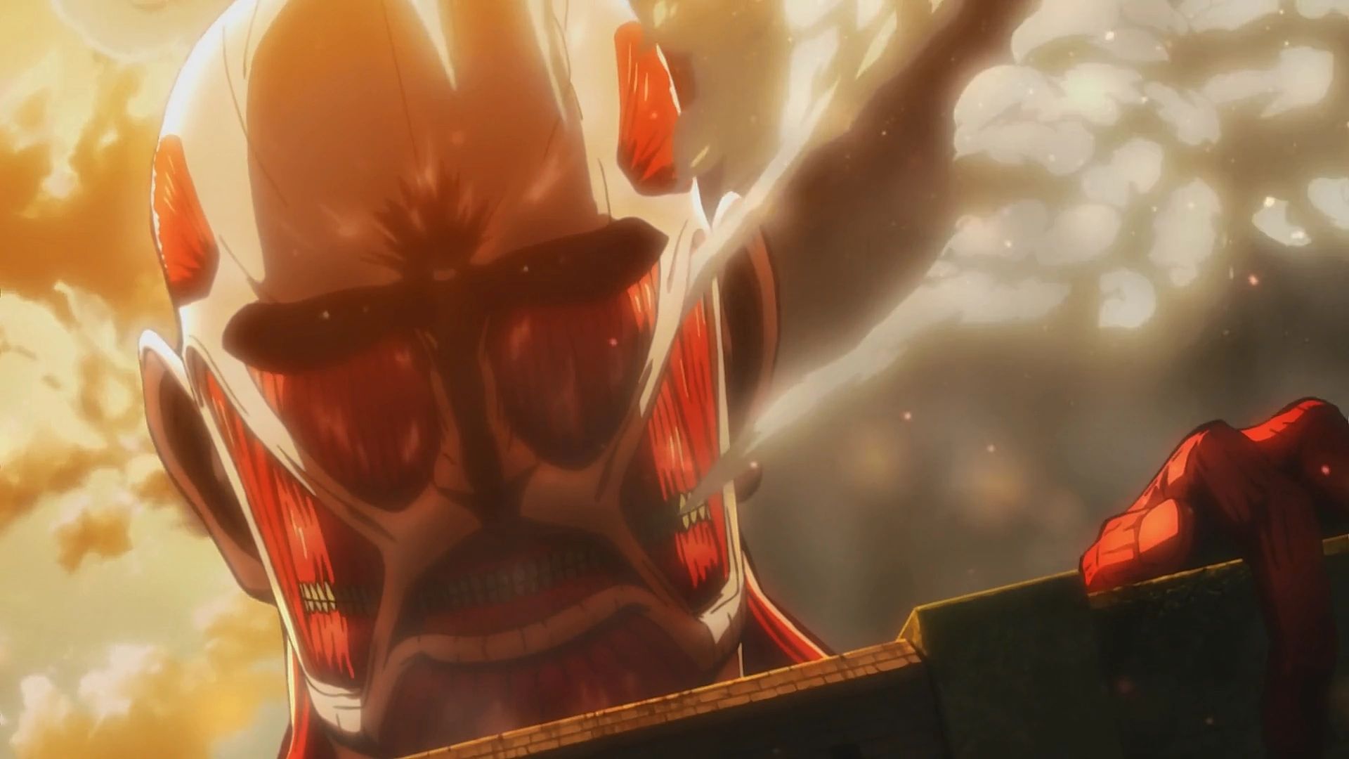 Fall of Wall Maria as seen in AoT (Image credit: Wit Studio)