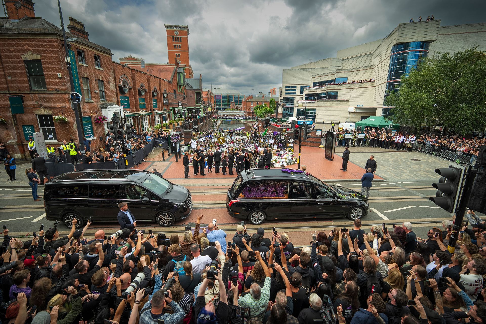 Heavy metal legend Ozzy Osbourne&#039;s cortege travels through his home city of Birmingham (Image via Getty)