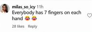 Another user points out AI imagery (image via @milas_so_icy on Instagram)