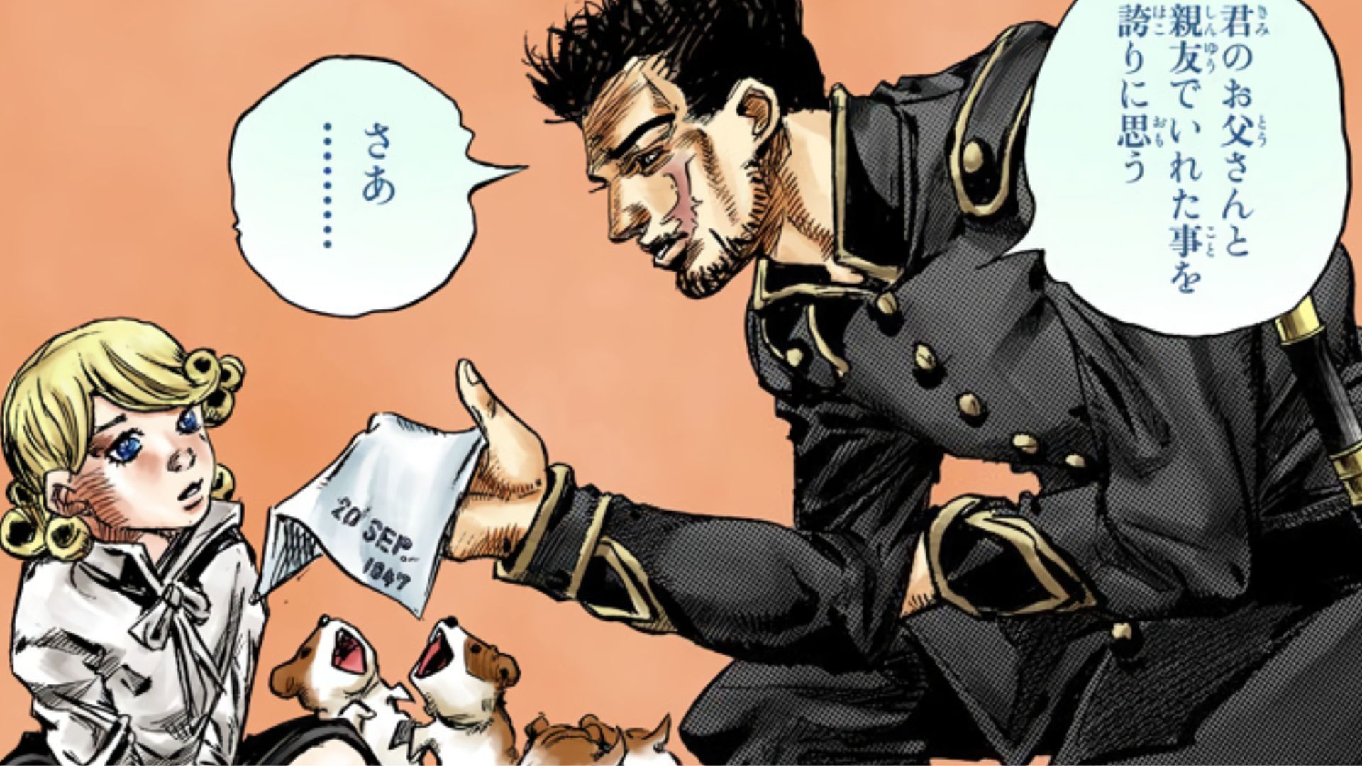 Funny Valentine getting a lesson on patriotism (Image credit: Shueisha )