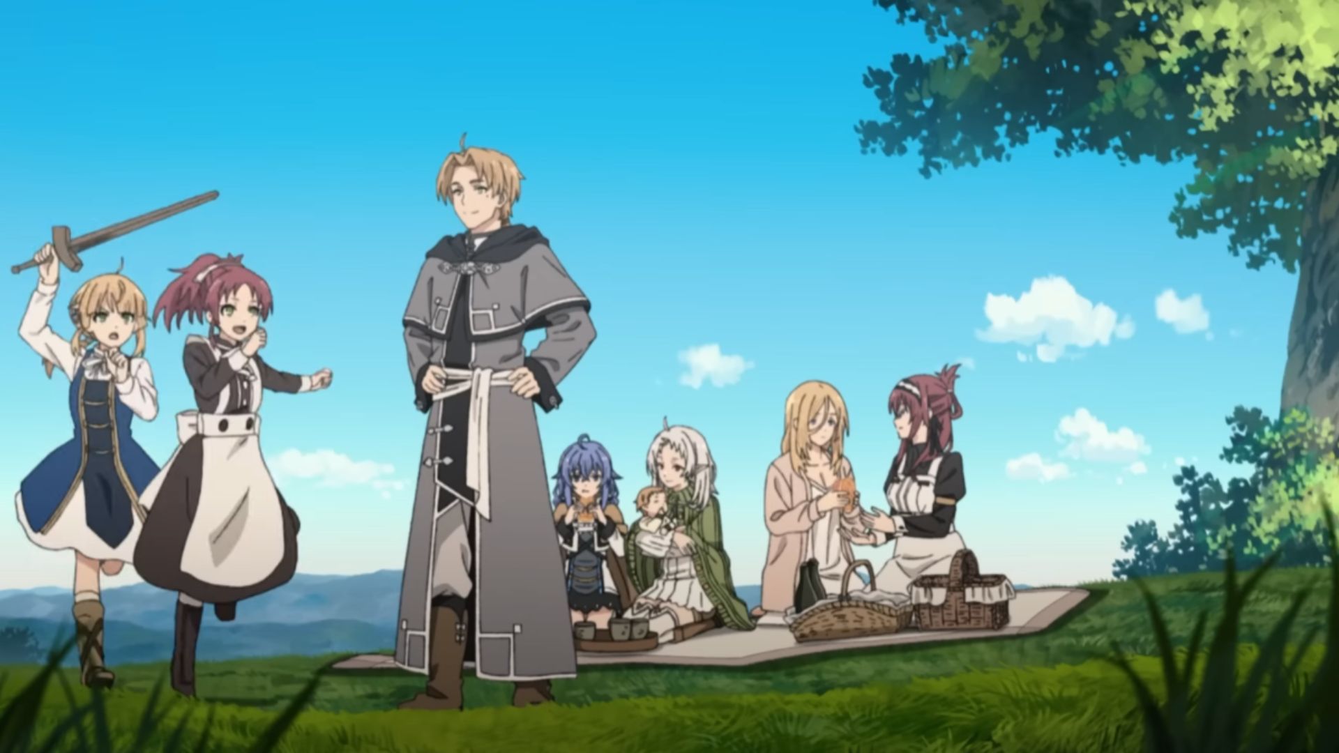 Rudeus and his family, as seen in the series (Image Source: Studio Bind)