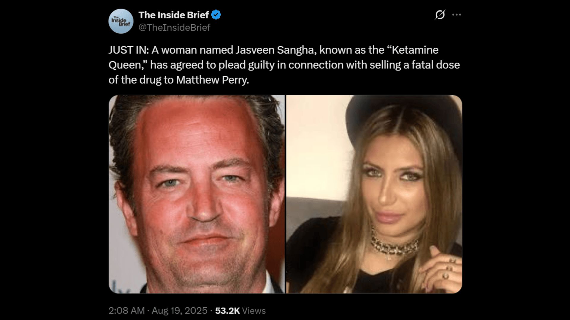 Jasveen Sangha is facing five counts of federal felonies in Matthew Perry&#039;s fatal overdose. (Image via X)
