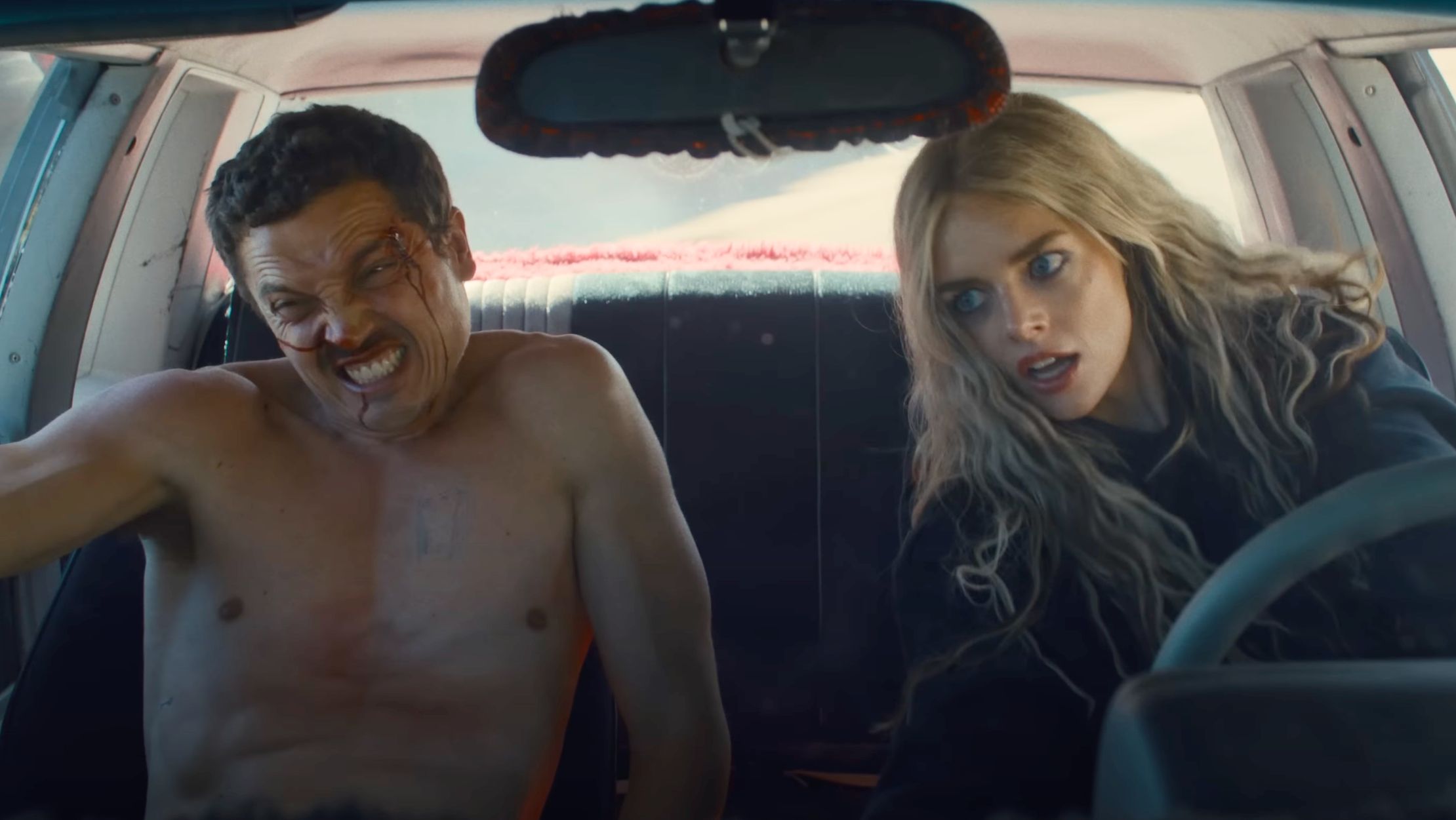 Samara Weaving in and as Eenie Meanie (Image via YouTube/Hulu)