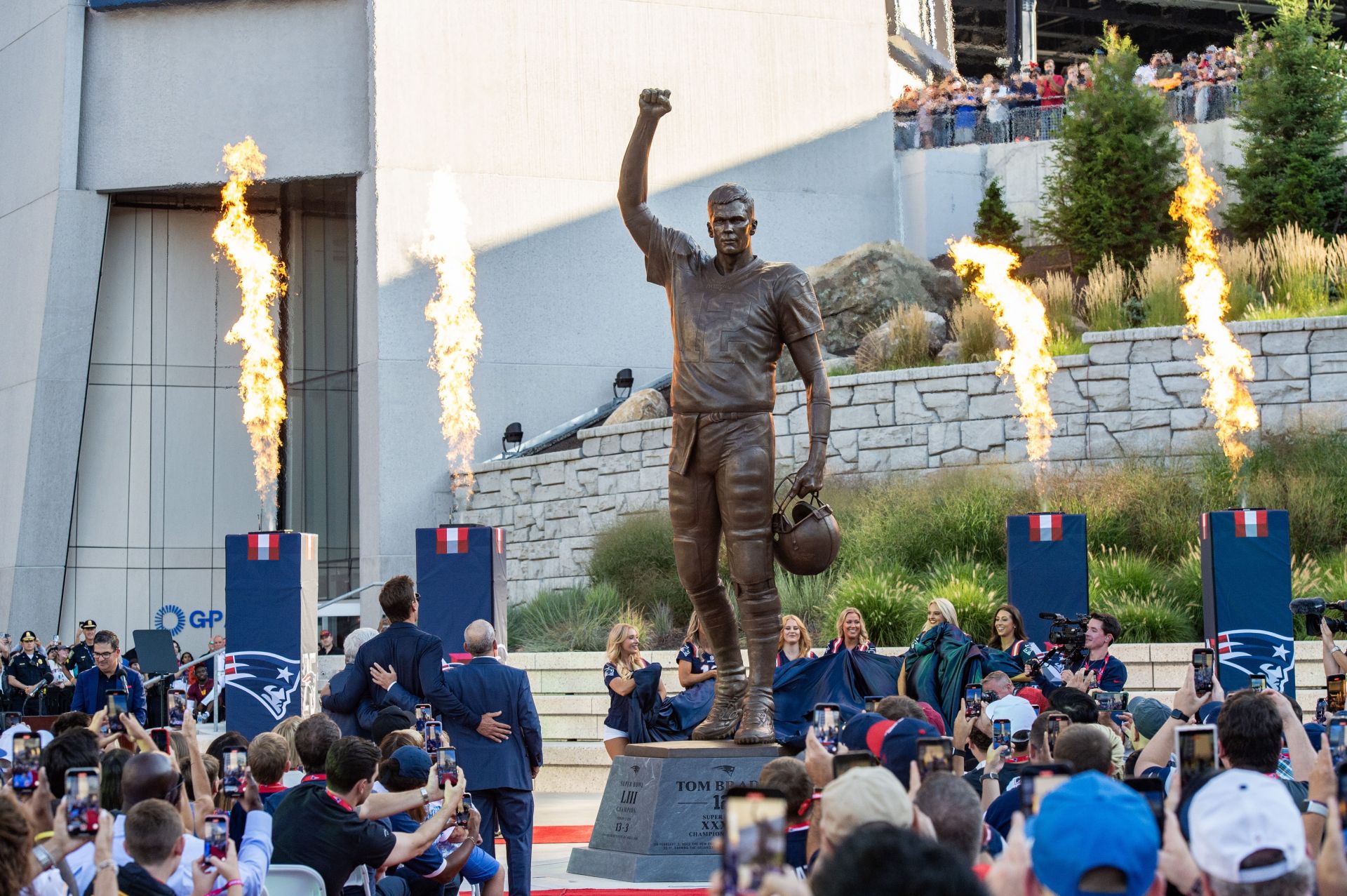 Tom brady arrives at his statue unveiling ceremony in Foxborough - Source: Getty