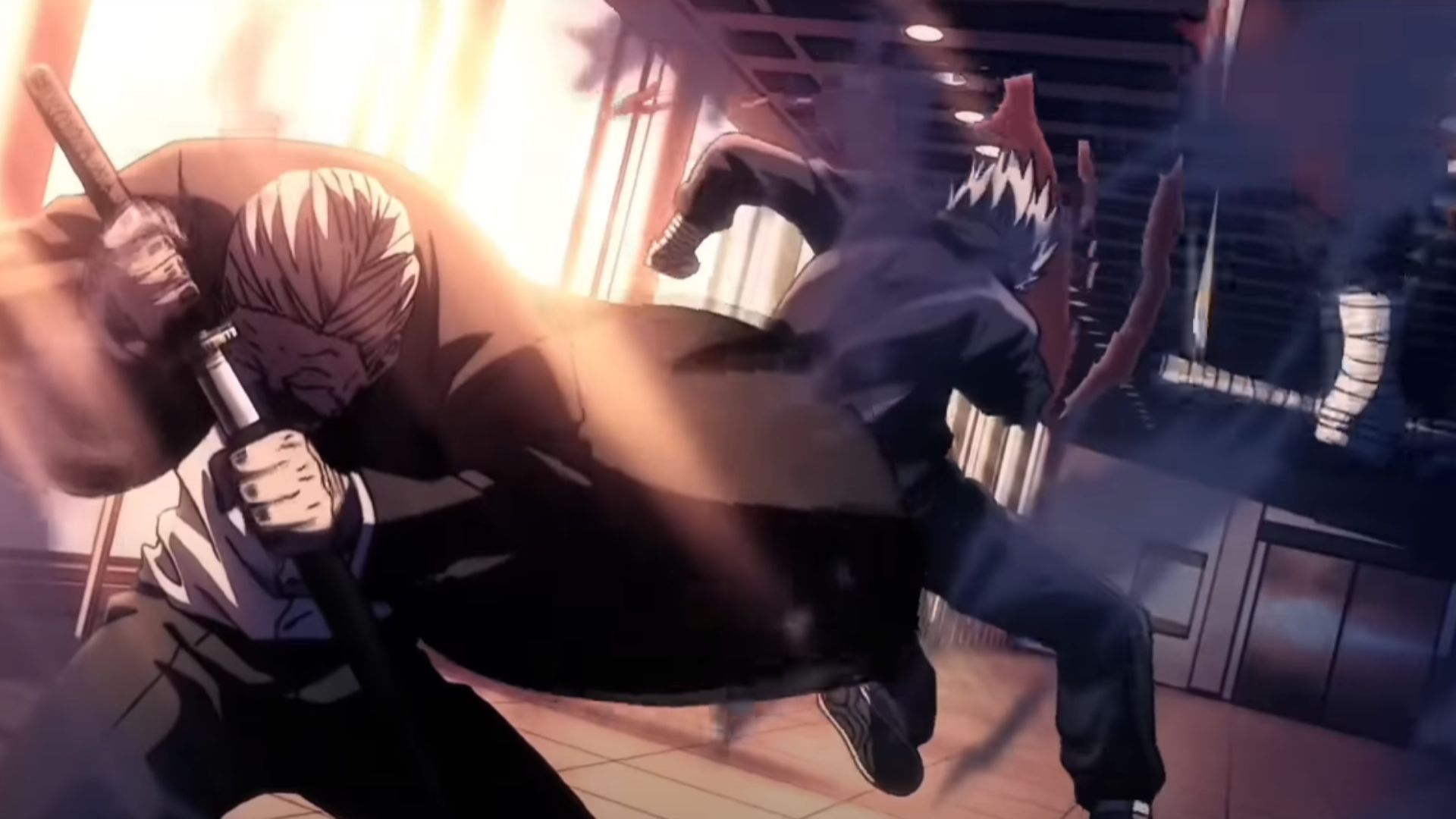 Takamura swiftly cuts off Gaku&#039;s hand (Image Source: TMS Entertainment)