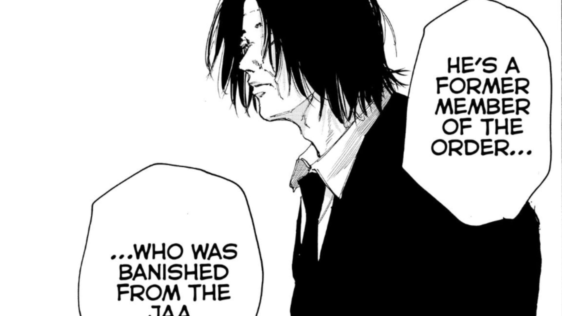 Yotsumura&#039;s outfit when he was affiliated with JAA (Image Source: VIZ)