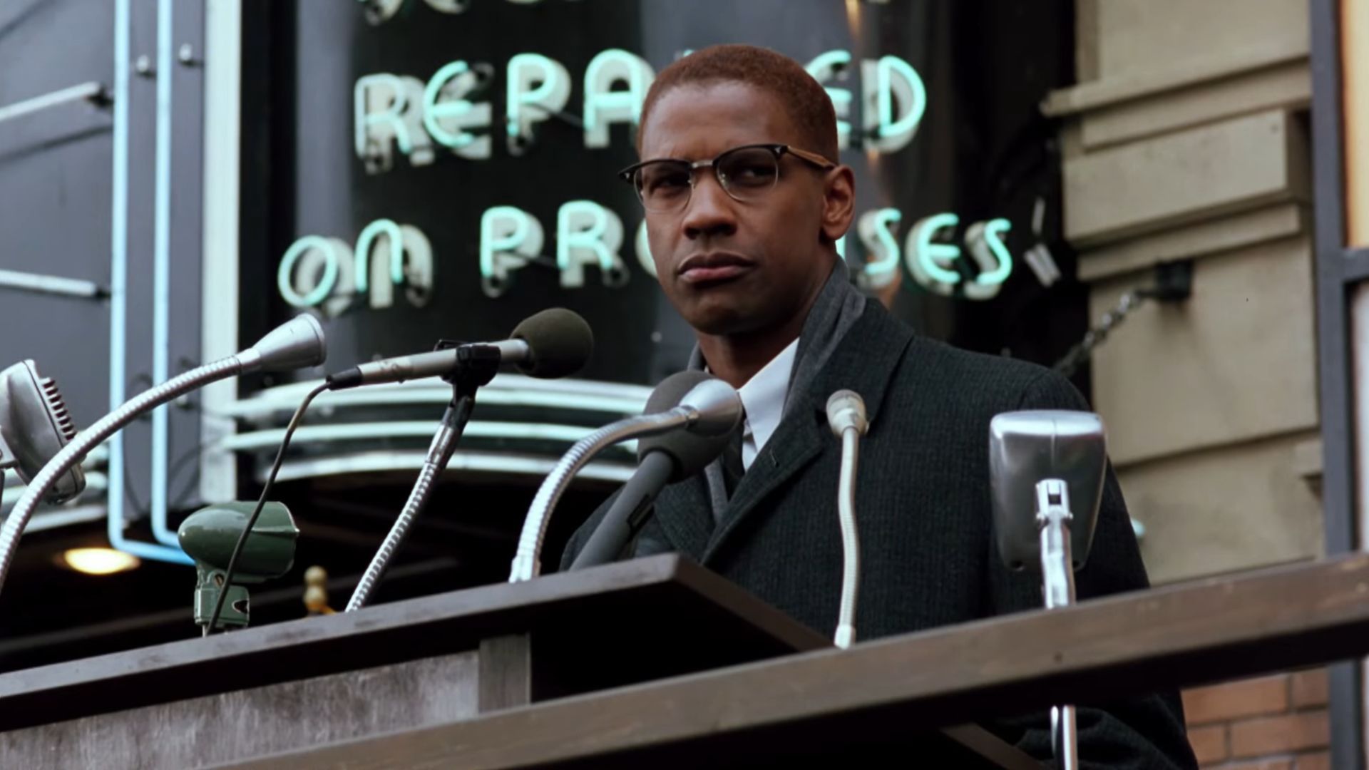 Denzel Washington was nominated for an Oscar for Malcolm X. (Image via HBO Max)