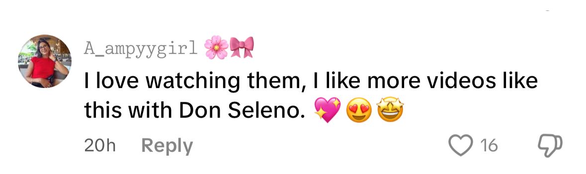 Fans reacting to Gomez and Blanco&#039;s romatic video on TikTok (Image via TikTok/@RareBeauty)(