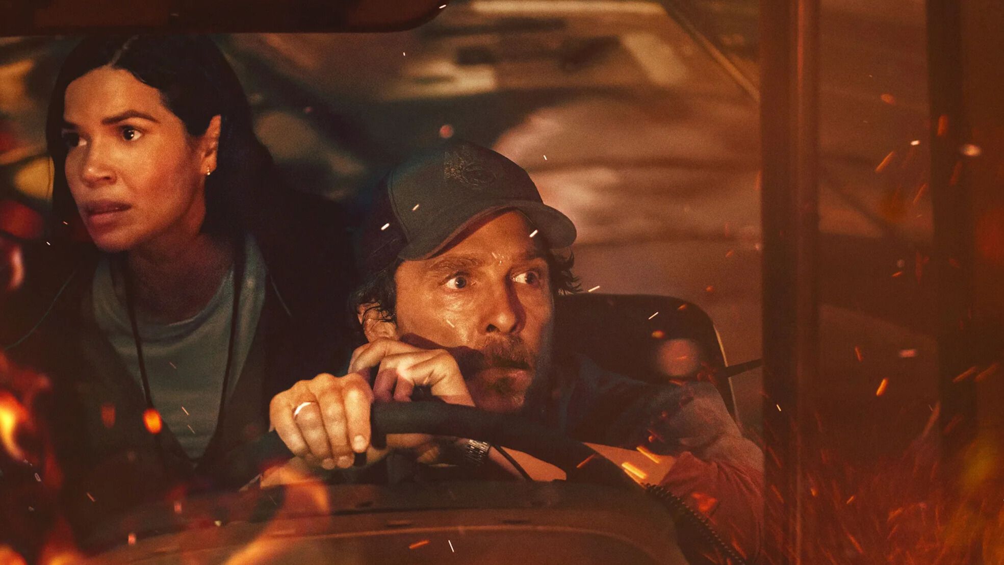 Matthew McConaughey and America Ferrera in The Lost Bus (Image via Instagram/Matthew McConaughey) 