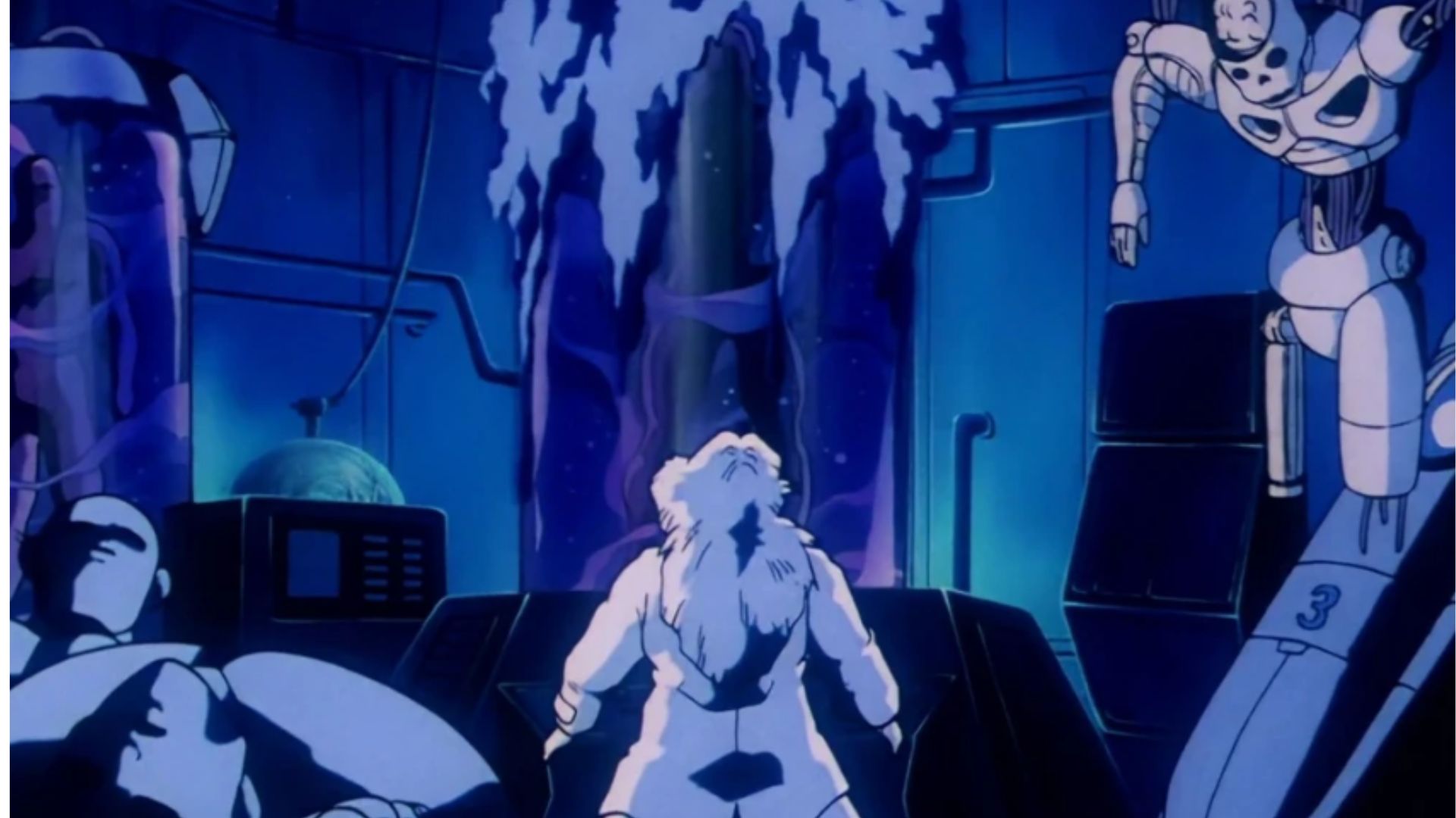 Dr. Gero with prototype androids