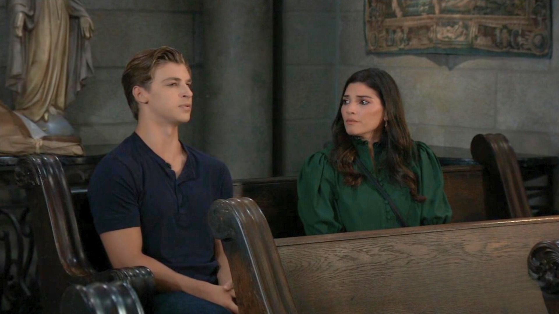 Gio and Brook Lynn honor Camilla at the church on her birthday on General Hospital | Image: ABC