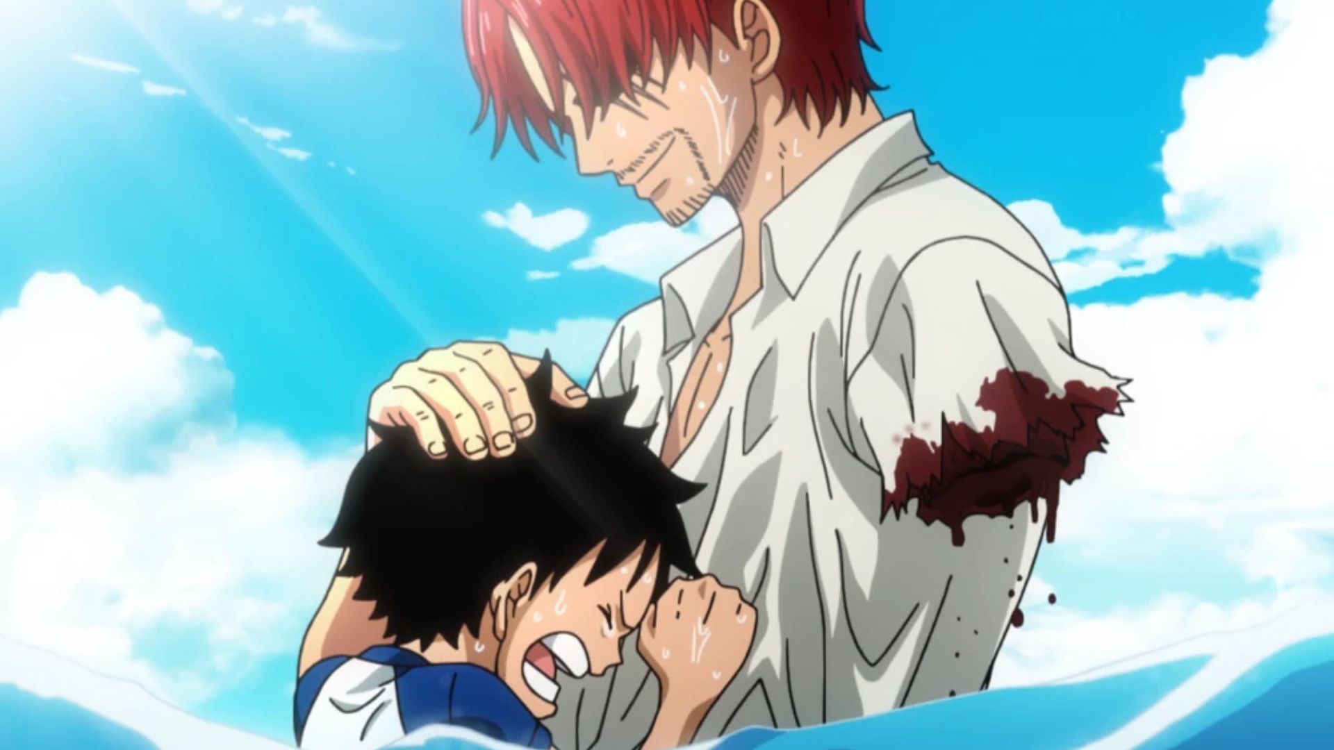 Shanks and Luffy as seen in the anime 
