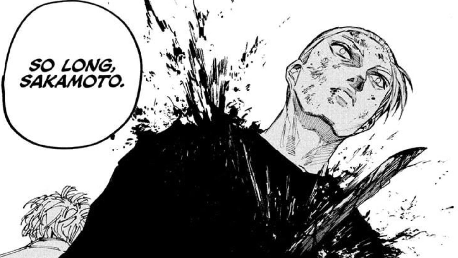 Uzuki stabs Sakamoto as seen in the manga 