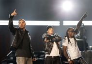 From left to right, Drake, Eminem, and Lil Wayne (Image via Getty)