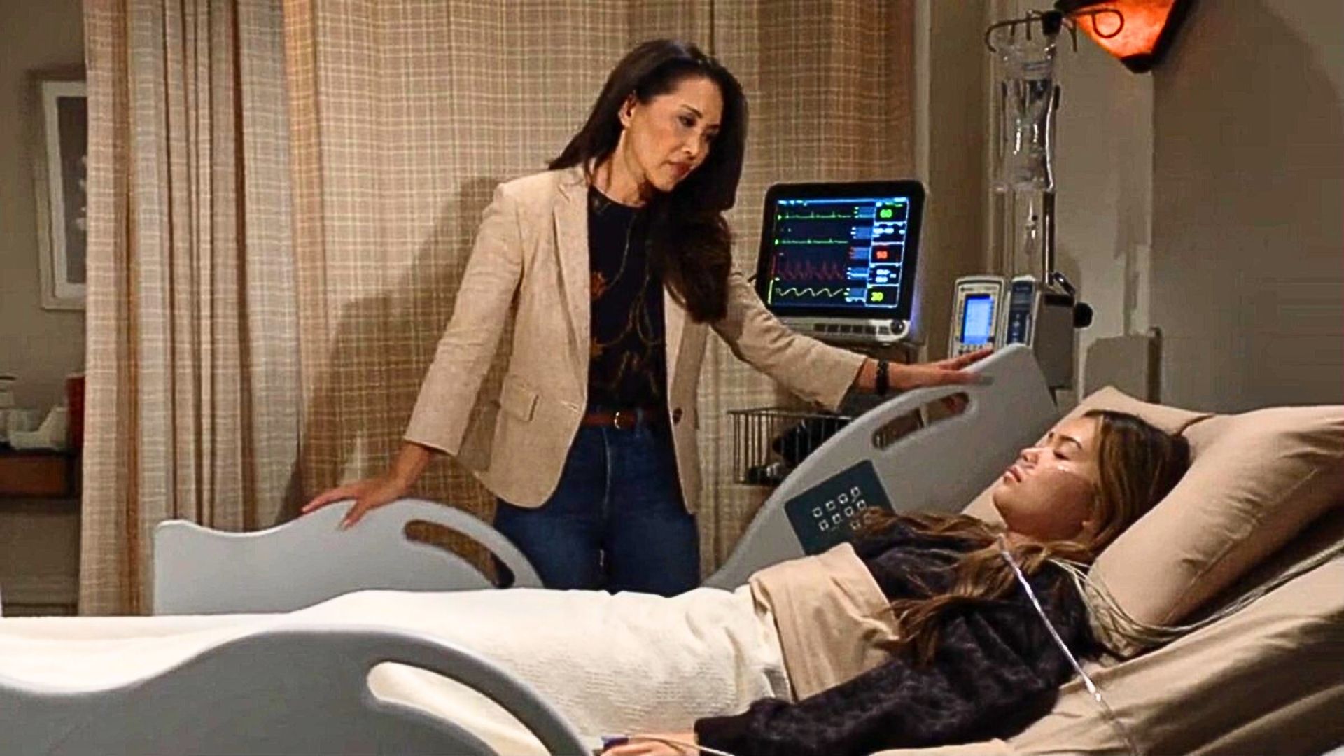 Li watched over a comatose Luna on The Bold and the Beautiful | Image: CBS
