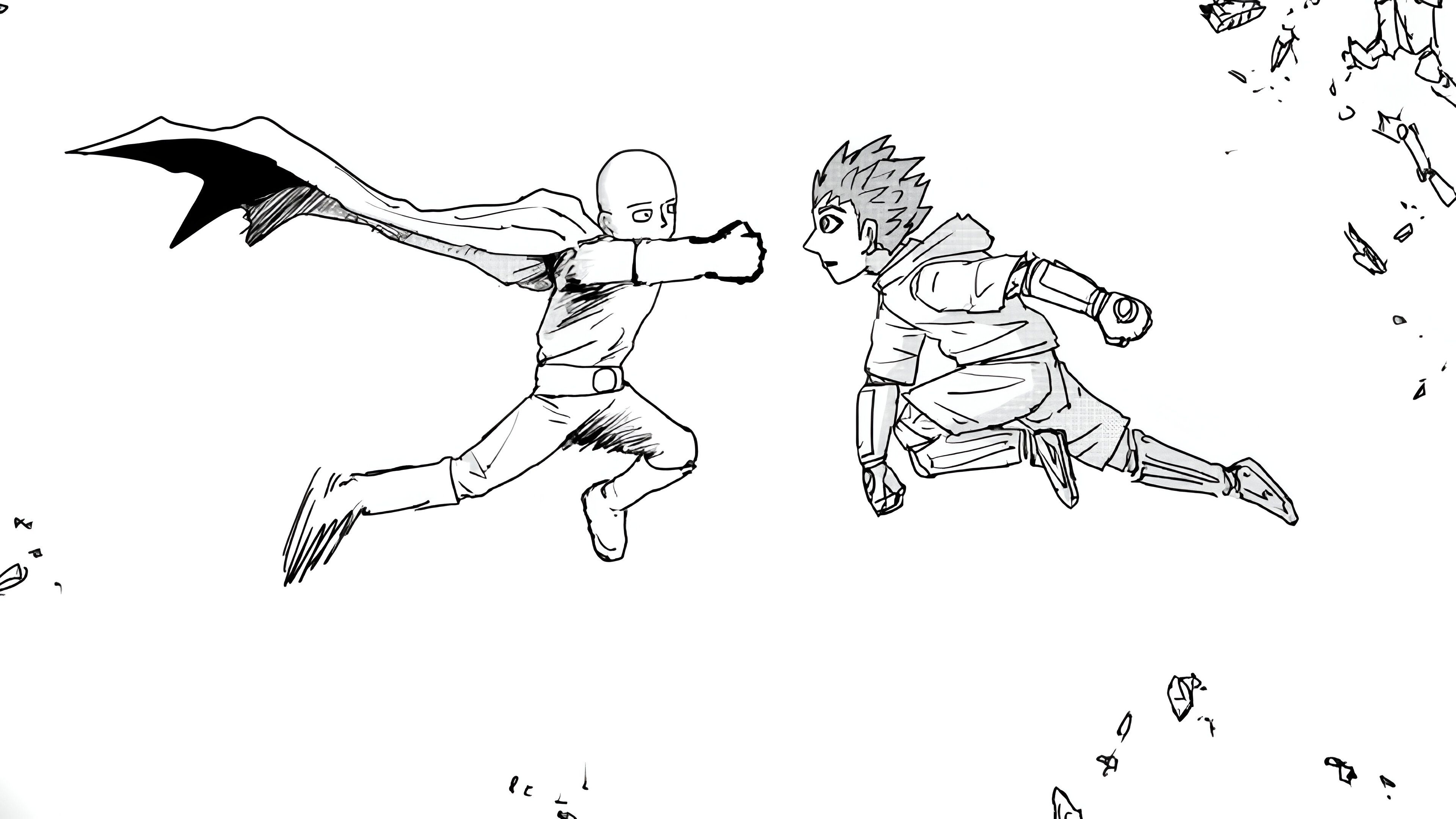 Saitama mistakenly punch Blue in the One Punch Man webcomic 