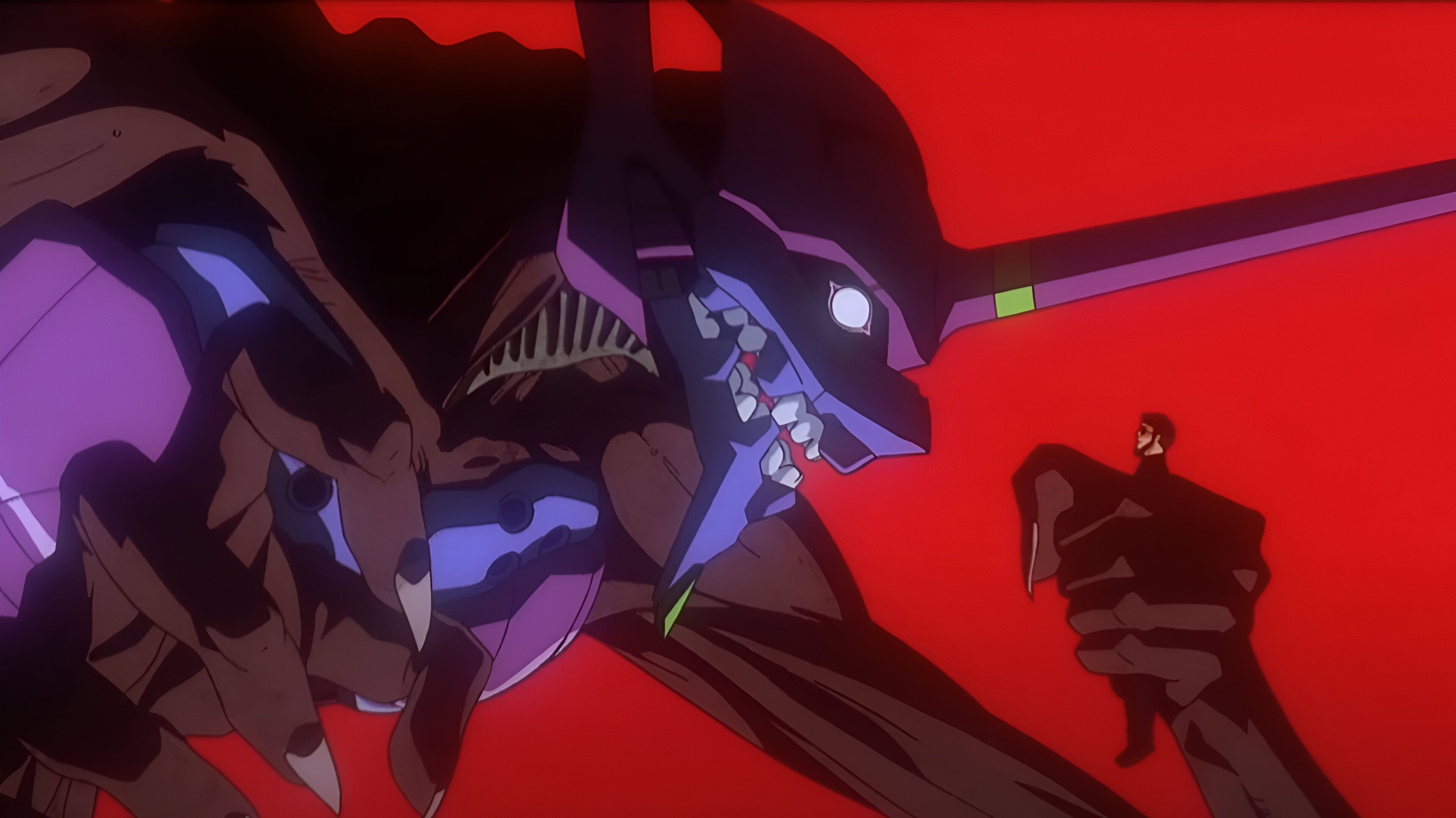 Mecha goes berserk in the Neon Genesis Evangelion 