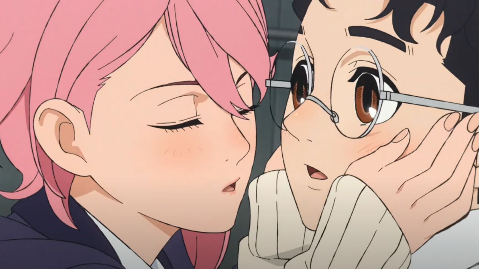 Aira tries to kiss Okarun forcefully (Image Source: Science SARU)