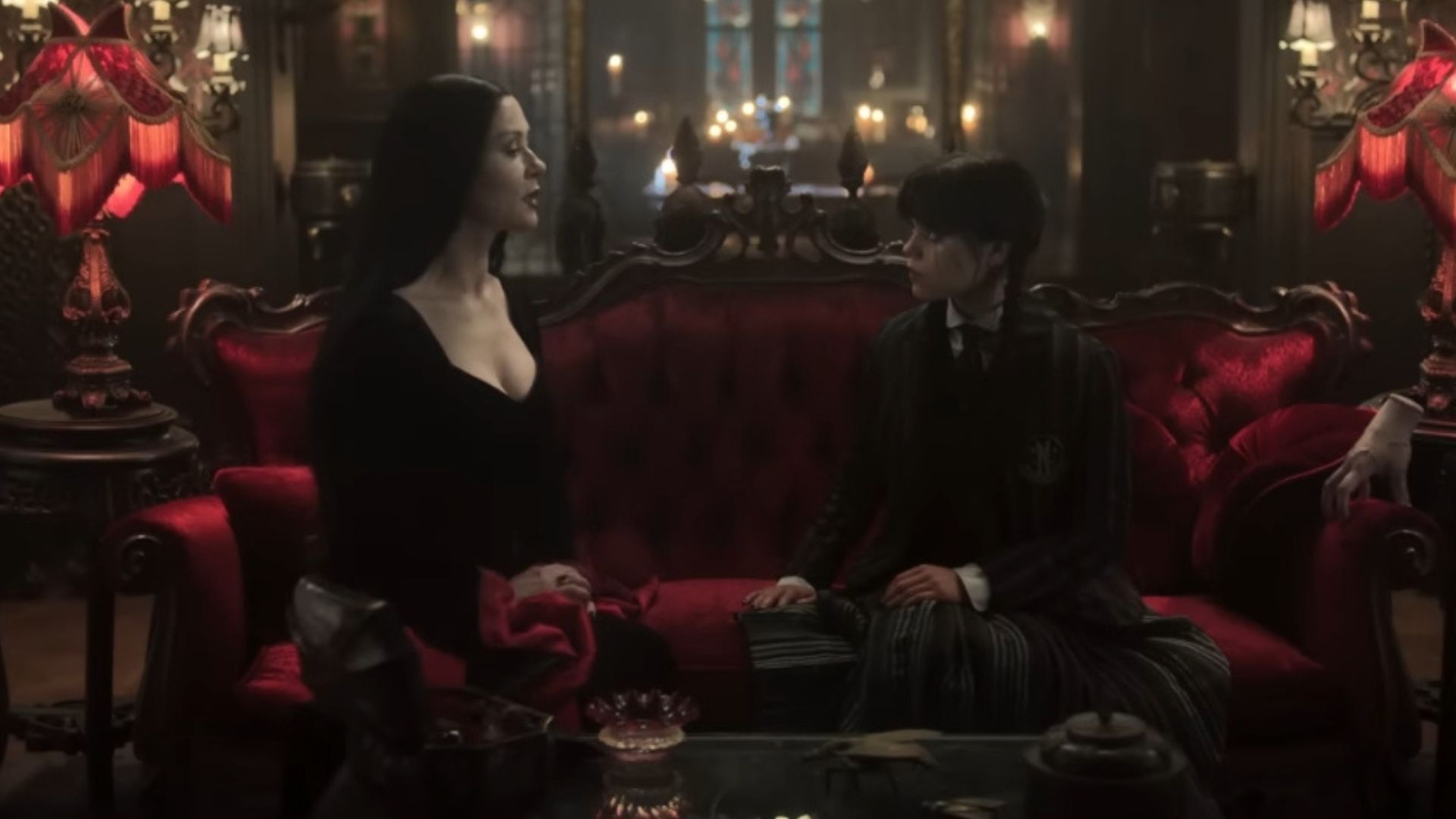 Morticia and Wednesday in Wednesday Season 2 | Image via: MGM Television