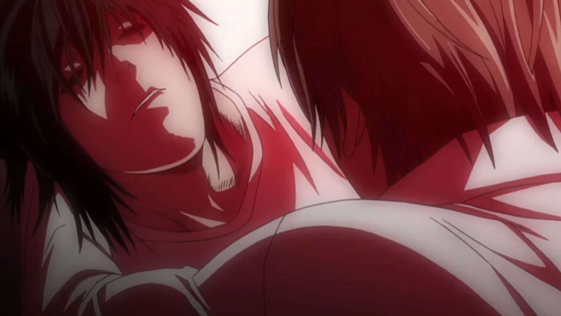 Light crying acting seen after L&#039;s death (Image Source: Studio Madhouse)