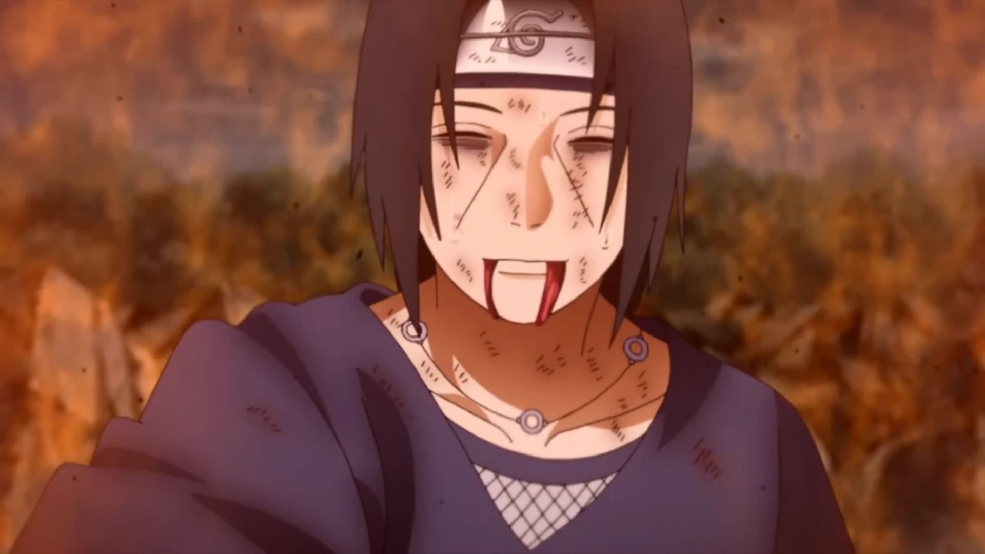 Itachi&#039;s final moments as seen in anime (Image credit: Studio Pierrot)