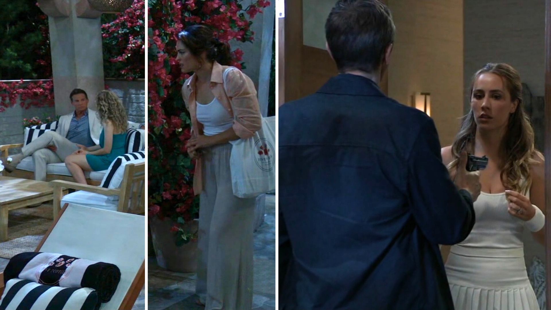 At the Five Poppies Resort, Greta has been told to check Jason out and Pascal pulls a gun on Josslyn on General Hospital | Image: ABC