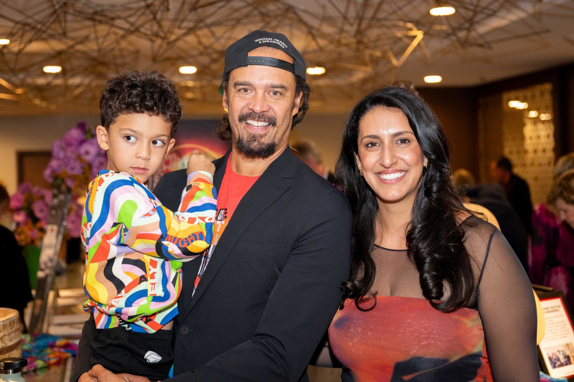 Michael Franti, Sarah Agah, and their son at The Rocker&#039;s Ball Featuring Michael Franti And Spearhead - Source: Getty