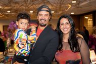 Michael Franti, Sarah Agah, and their son at The Rocker's Ball Featuring Michael Franti And Spearhead - Source: Getty
